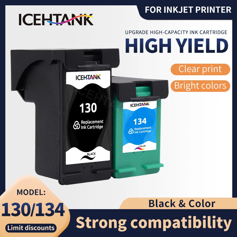 

Icehtank 130xl 134xl Compatible Ink Cartridge for HP 130 134 Deskjet 6543 5743 6623 5743 6843 6523 9803 5943 6943 6983 printer