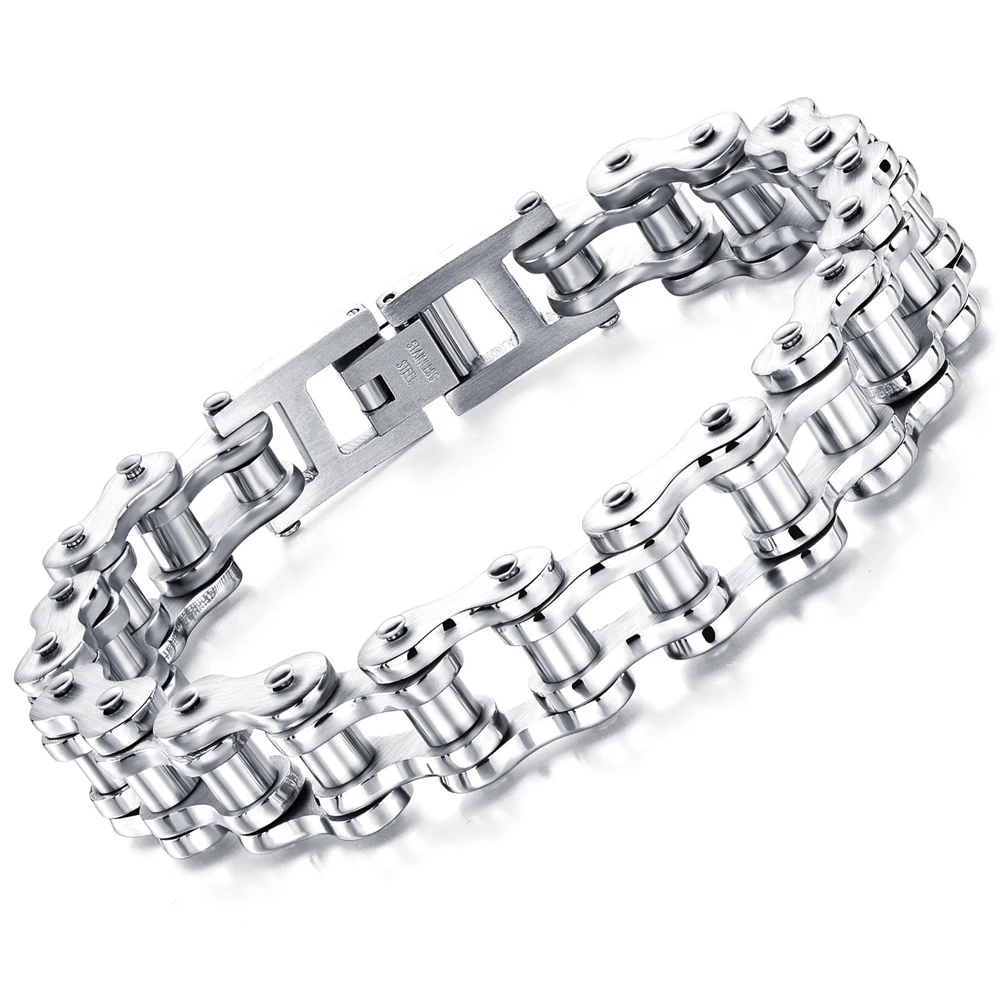 Men\'s Bracelets & Bangles Bike Charm Bicycle Chain 316L Stainless Steel Link Jewelry for Men Birthday Gift
