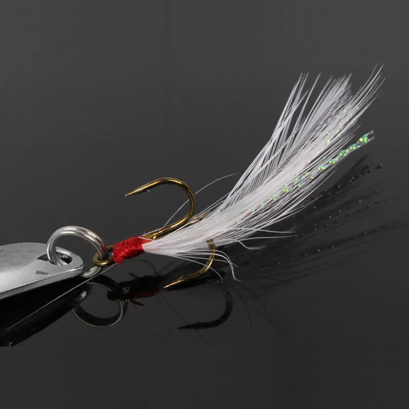 10 Stück Metall-Angelköder Löffelköder mit Feder-Dreifachhaken Harter Köder für Meer und See Wobbler 7g/10g/13g/18g/21g – Detail 6