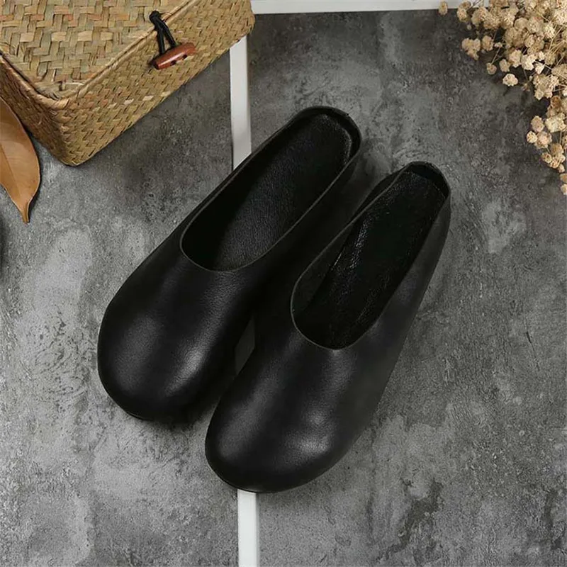 Women FLats Genuine Leather Slippers Sandals Spring Autumn Outside Non-slip Casual Soft Leather Flip Flops Woman Flat Shoes