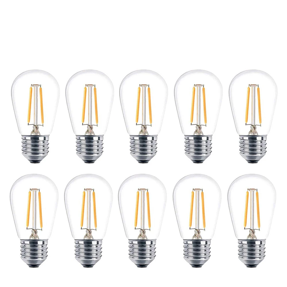 

10 шт./партия 2 Вт 4 Вт S14 светодиодная лампа E27 теплый белый свет 2700 к винтажная Светодиодная лампа накаливания для водонепроницаемых наружных садовых Гирлянд