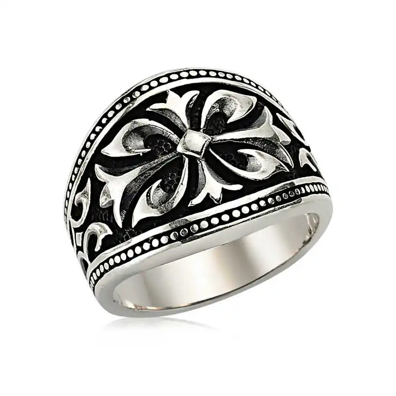 Silver Patterned Men's Ring - 925 Sterling Men's Jewelry Wedding Birthday Gift - Box - Men - Fashion - Botiva - Size - Turkish - Patterned Embroidered