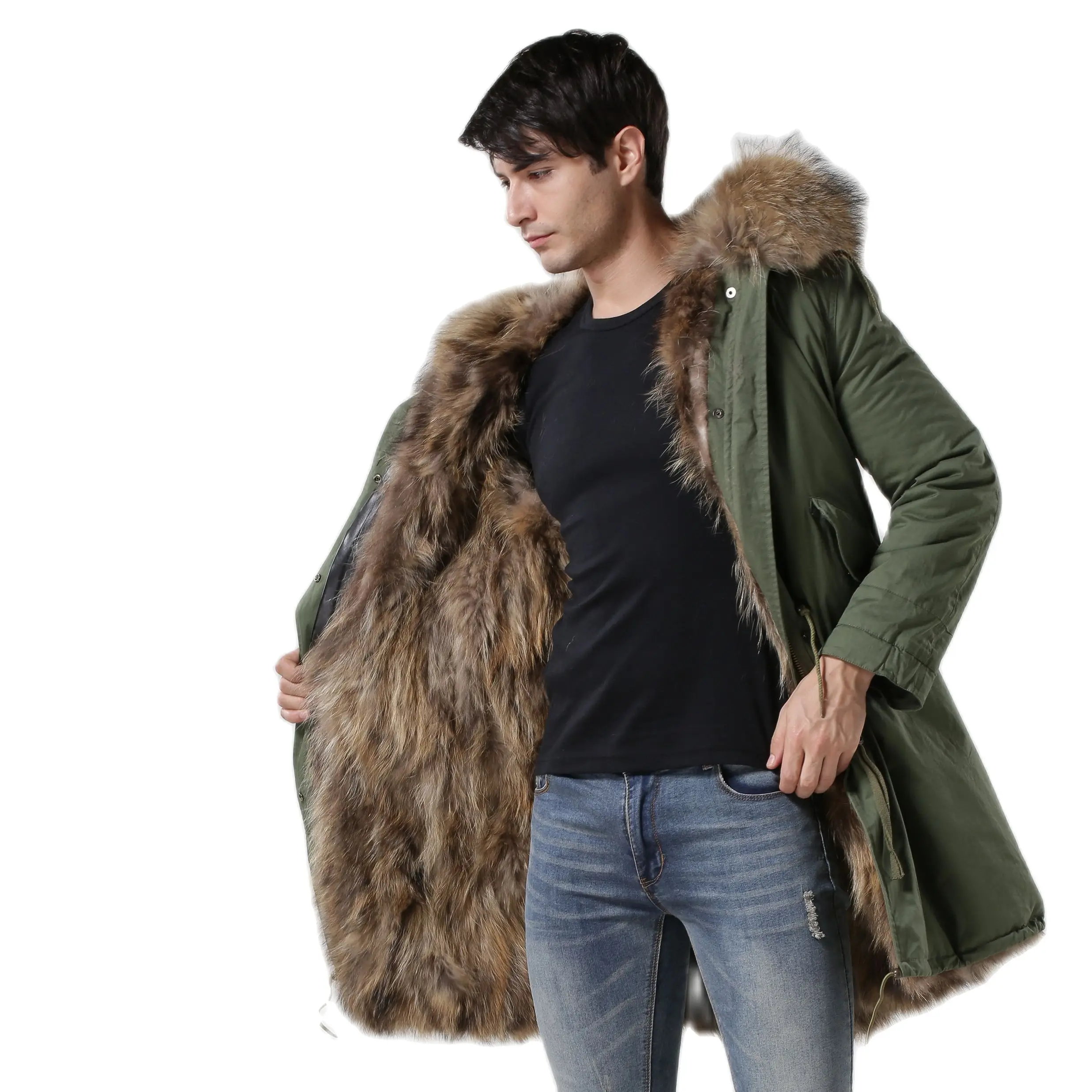 

Real Fox Fur Parka For Men Plus Size Jacket Nice Natural Color Fox Fur Winter Coat Women