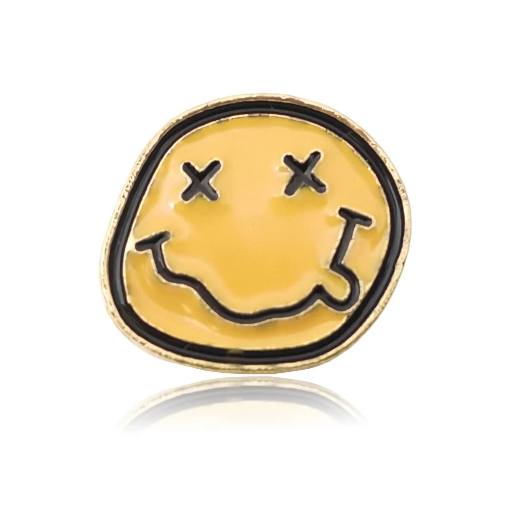 10Pcs K-Pop Lovely Yellow Smile Face Brooches for Women Student Daily Party Round Lapel Pin Alloy Badge