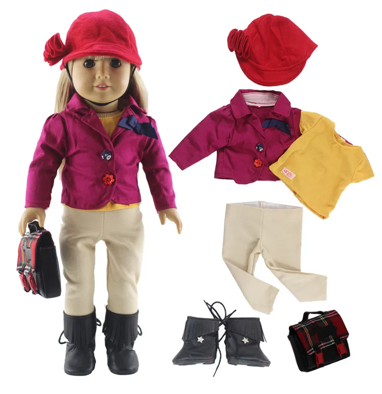 

1 Set Beautiful Horse Riding Suit Outfit 18 inch Doll Clothes for 18'' American Doll B25