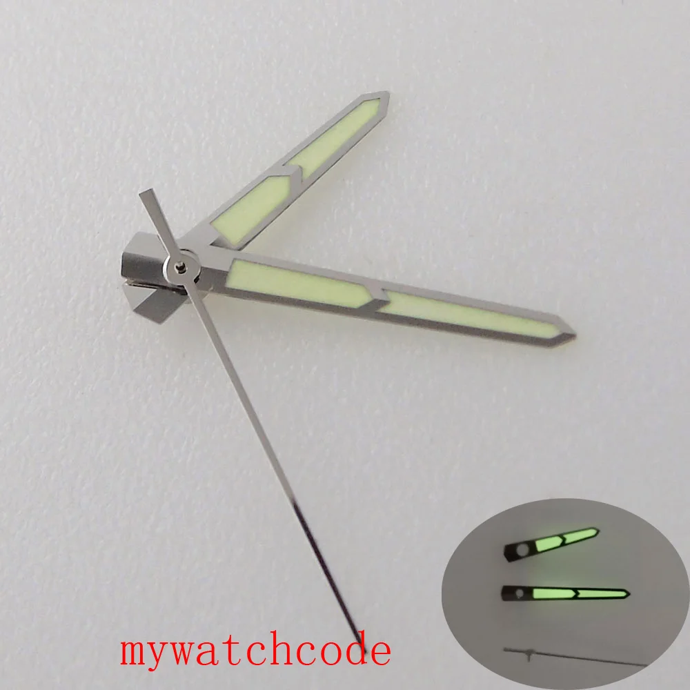 Серебряный цвет часы ручной набор иглы зеленый световой для miyota 8215 821A 8205 Mingzhu 2813 автоматический механизм