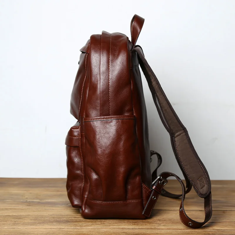 NZPJ Leder herren Rucksack Europäischen und Amerikanischen Mode Reisetasche Vintage Kopf Erste Schicht Rindsleder Freizeit Rucksack – Detail 7