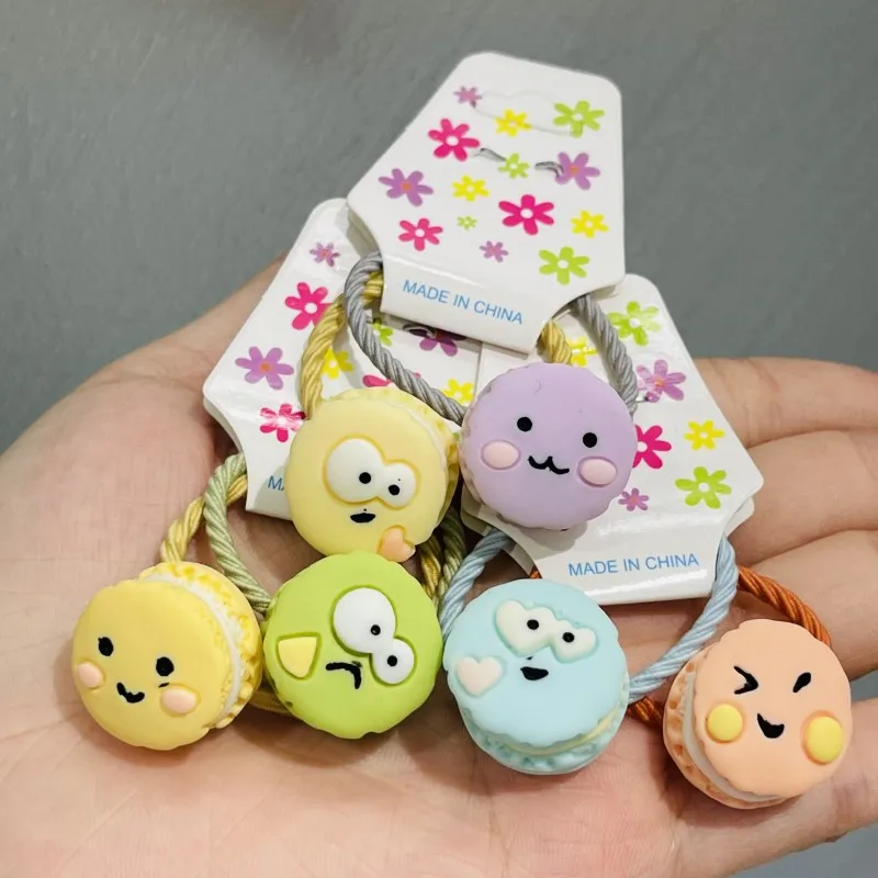 

2Pcs Cute Animal Macaron Dessert Hair ring Hair Bands Headwear Girls Rubber Band Elastic Hair Bands Children Hair Accessories