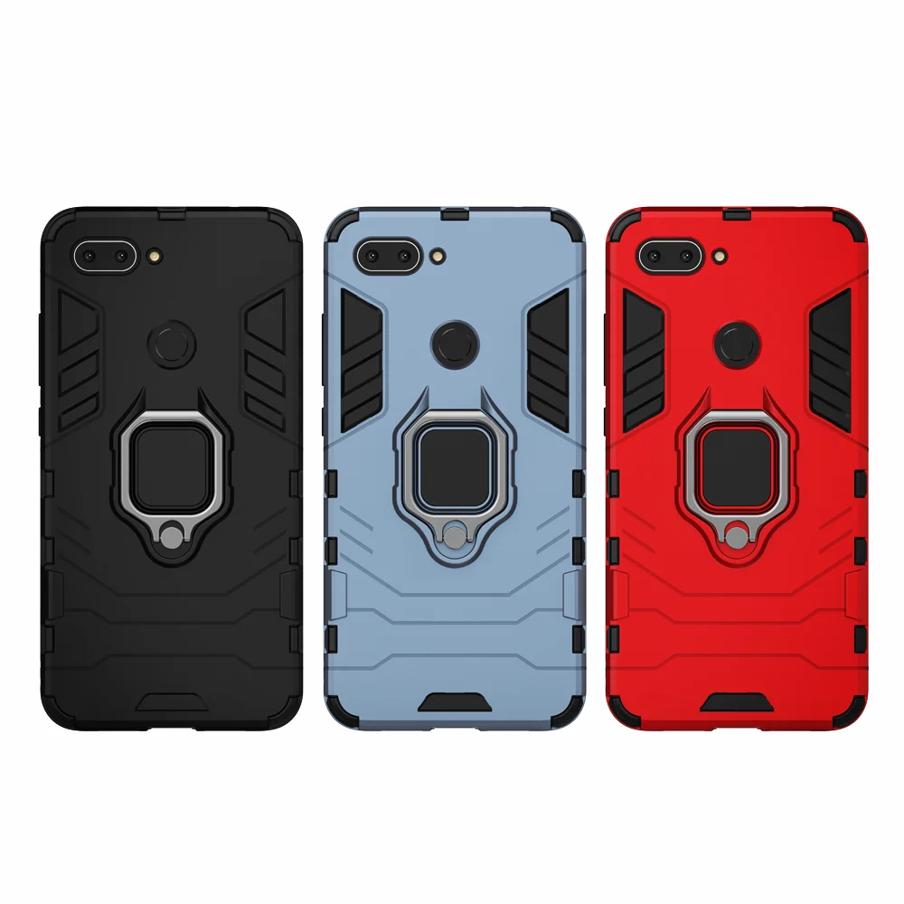 Shockproof Armor Case for Xiaomi Mi 8 lite Case Ring Holder Stand Phone Back Cover for Xiomi Mi 8 Mi8 Lite Funda Capa