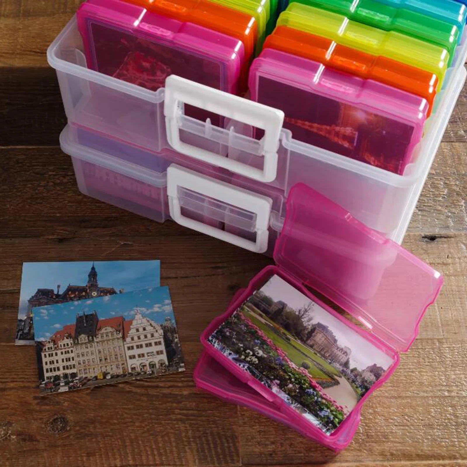 Photo Storage Box Photo Keeper Cases Plastic Photo Storage Organizer Suit 16 Inner Boxes for Jewelry Rectangle Box Case