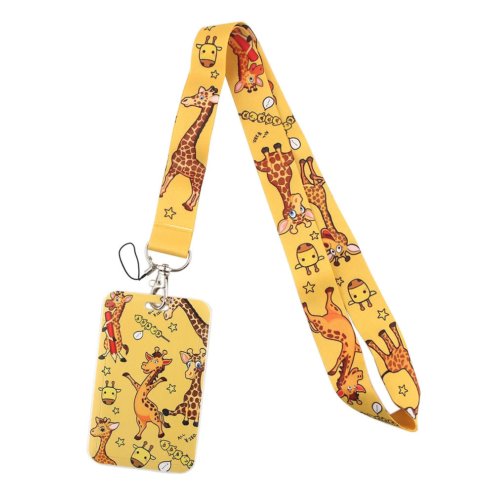 

ER519 Animal Giraffe Yellow Neck Strap Lanyard For Keys ID Card Gym Mobile Phone Straps USB Badge Holder DIY Hang Rope