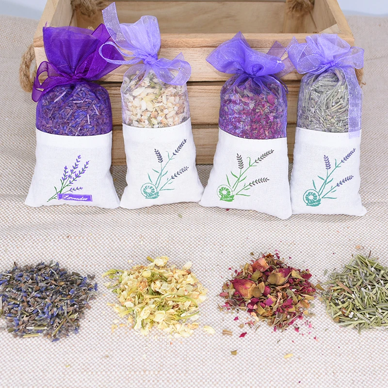 Natural Lavender Flower Jasmine Rose Dry Flower Petal Sachet Bag Aromatherapy For Home Room Car Aromatic DIY Wardrobe Desiccant