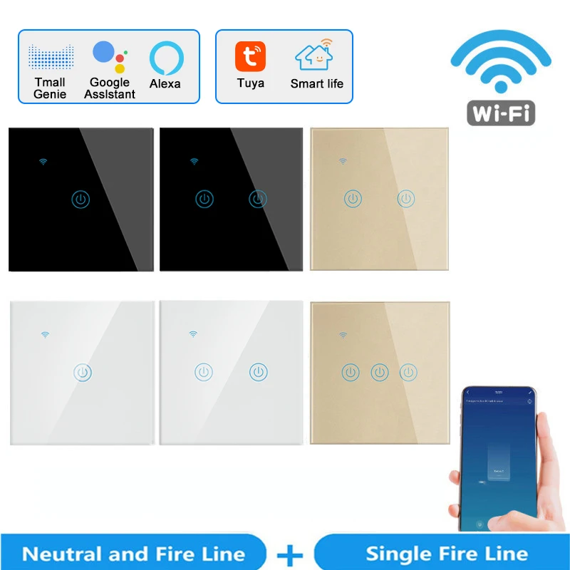 Psssrise Alexa Wifi Touch Smart Switch Tuya Smart Life APP Timer Google Home controllo vocale pannello in vetro temperato interruttore della luce