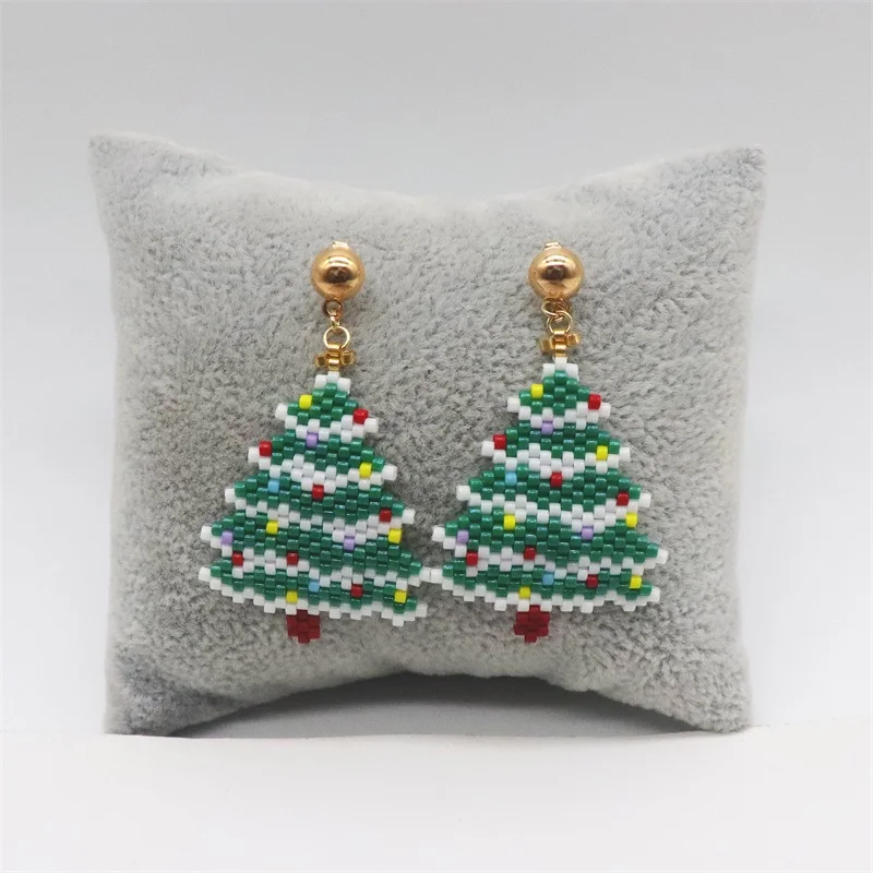 

ZHONGVI Fashion Miyuki Beads Jewelry Set Christmas Tree Necklace and Earring Simple Handmade Friendship Bracelet for Women Gifts