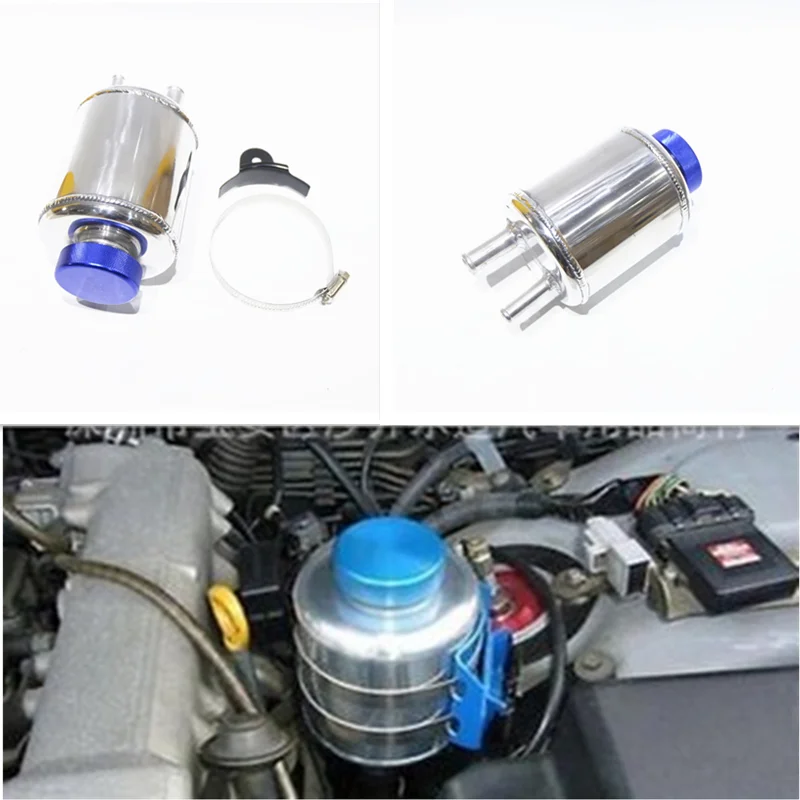 SPSLD Sliver Fuel Cell Surge Tank Power steering tank Oil Catch Can Tank RACING POWER STEERING FLUID RESERVOIR TANK CLAMPS