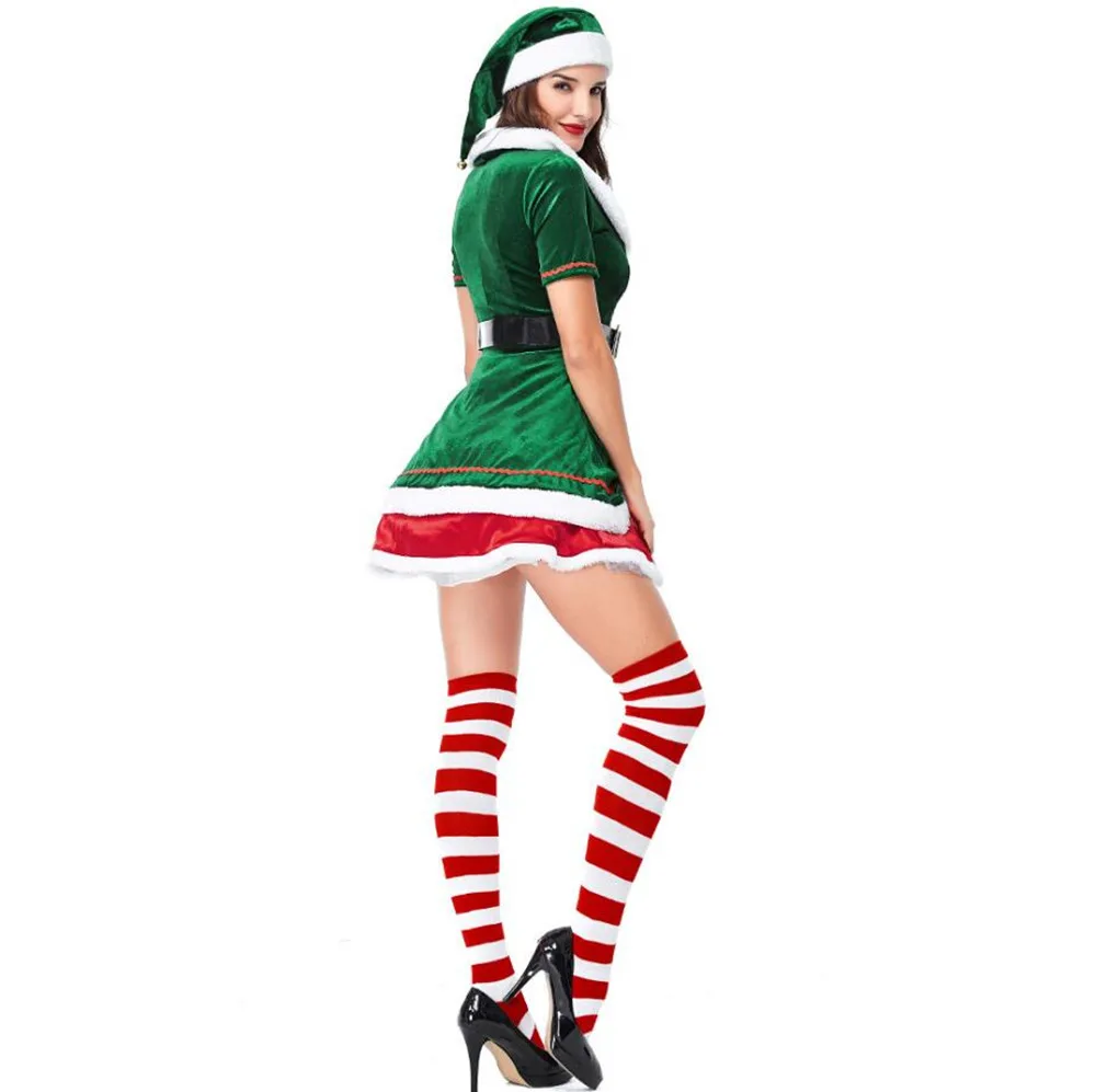 Costume de noël pour hommes et femmes, déguisement elfe vert, Cosplay, famille, fête de noël, nouvel an, ensemble de vêtements pour adultes