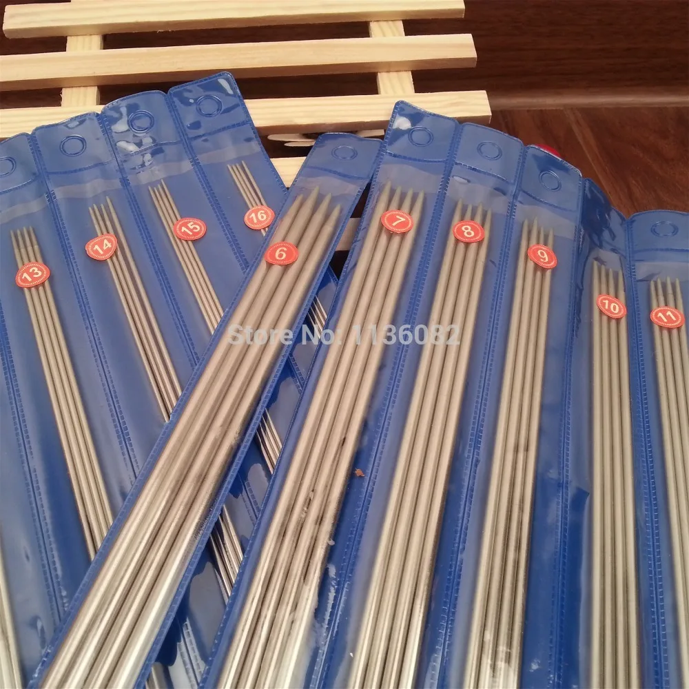 Free Shipping  44pcs 55pcs/set 25cm/35cm Double stainless steel Straight knitting needles set 25CM Size 6-16