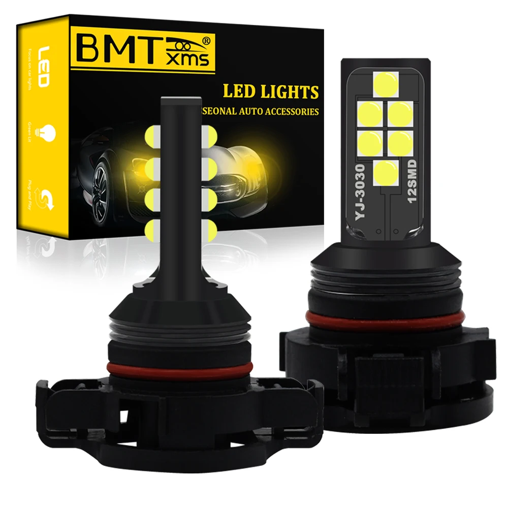 BMT 2 Pcs H16 5202 PSX24W LED DRL Daytime Running Lights Car Led Fog Lights Lamp Auto Canbus Bulbs 3030SMD Super Bright Warranty