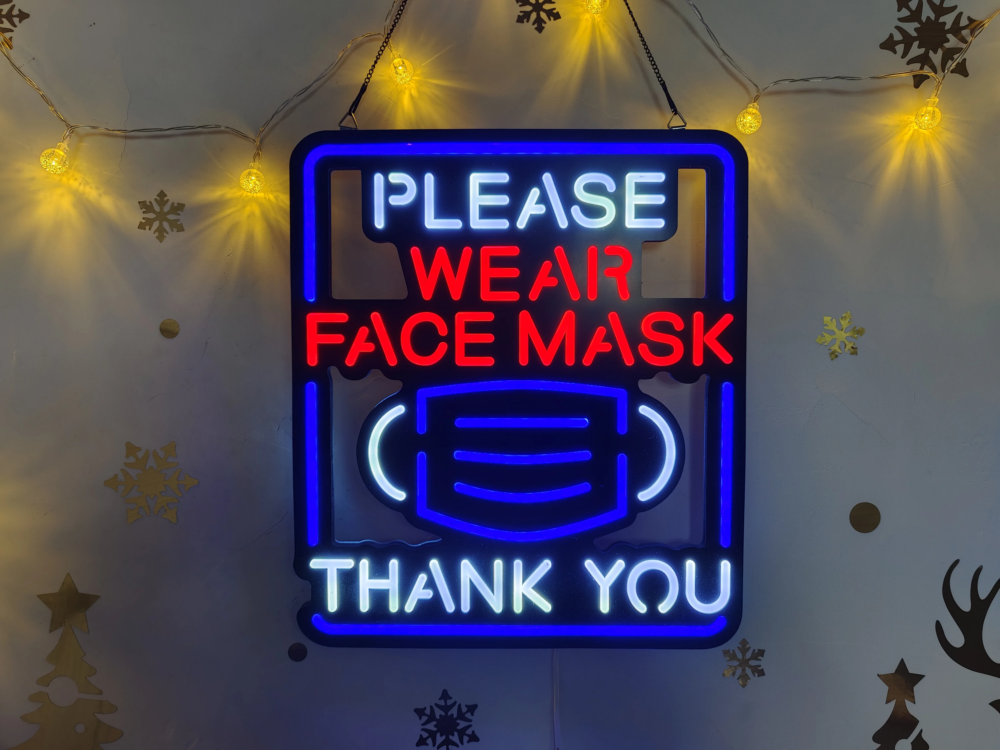 Please Wear Face Mask Neon Lights Ultra-thin Design LED Neon Sign is Suitable for Home or Office, Bar, Recreation Room Game Ligh