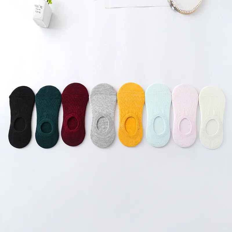 10-teiliges 5-Paar Damen-Socken-Hausschuhe-Set, einfarbig, unsichtbare Bootssocken, atmungsaktiv, rutschfest, Silikon, keine Show, kurze Söckchen – Detail 12