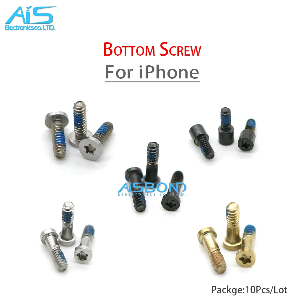 10Pcs Back Cover Screw For iPhone 5s 6 6P 6S 6SP 8Plus 7P 7 Plus X XS MAX XR Bottom Dock Connector Five Star Pentalobe Screws