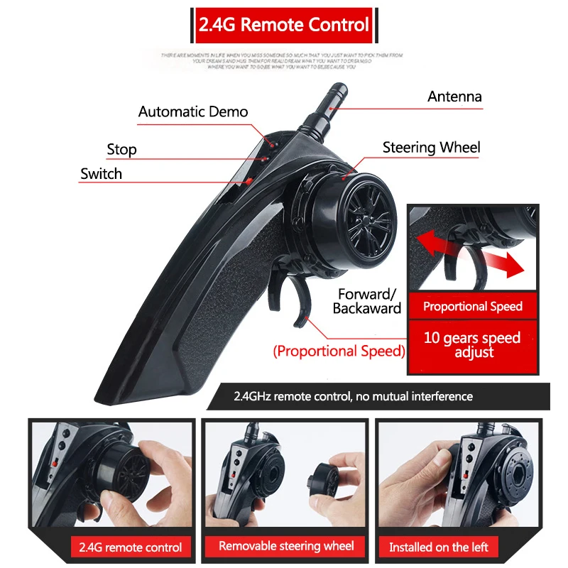 

40KM/H High Speed 4WD Drifting RC Car 1:16 Full Scale Proportional Throttle Double Tire Anti-collision Cool Light RC Toy For Kid