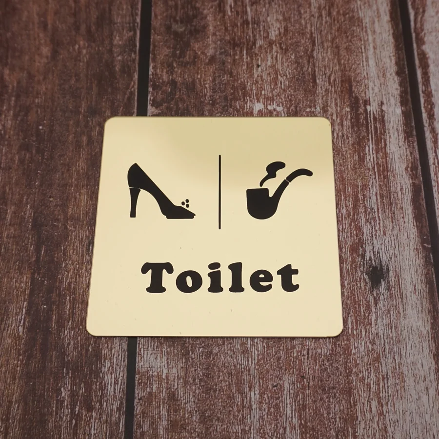 10cm Toilet Sign Mirrored WC Indication Sign For Men Women Shape High Heels Tobacco Pipe 3D Acrylic Mirror Wall Stickers Signage