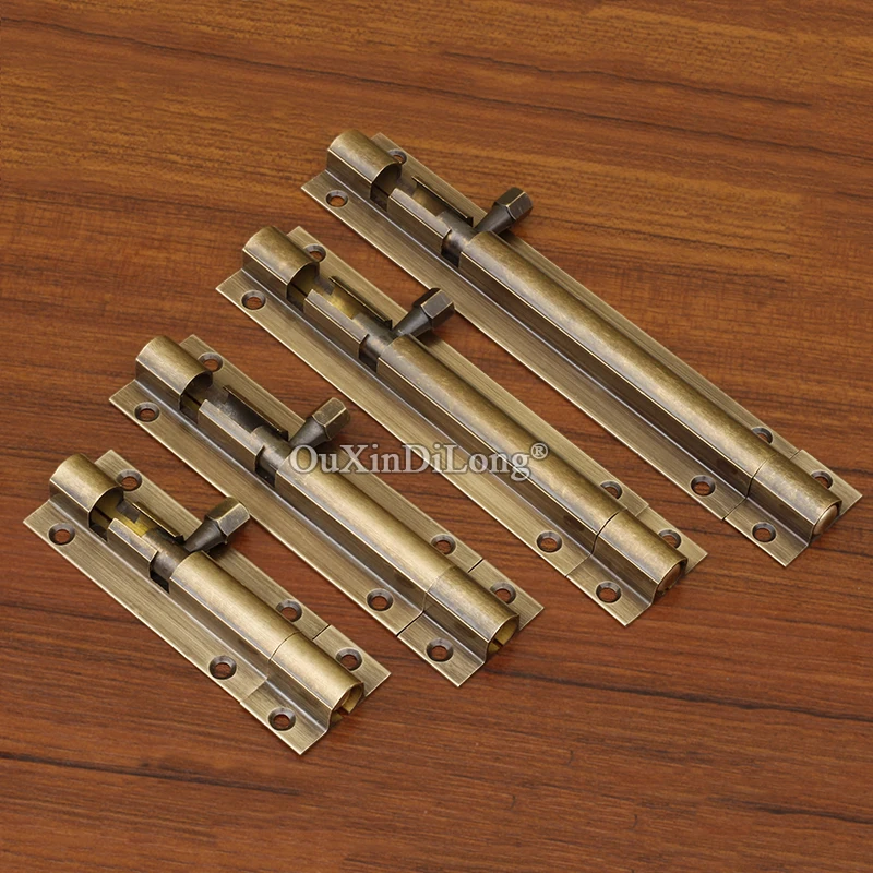 

5PCS Antique Brass Doors and Windows Slide Latch Lock Bolt Latch Barrel Wooden Gate Hardware 7 Size 3/4/5/6/8/10/12 Inch GF764