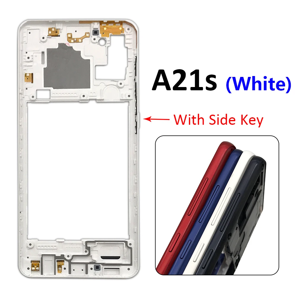 20Pcs，NEW Middle Frame Housing Middle Frame Bezel Middle Plate Cover With Volume Side Key For Samsung A21S A217 A217F