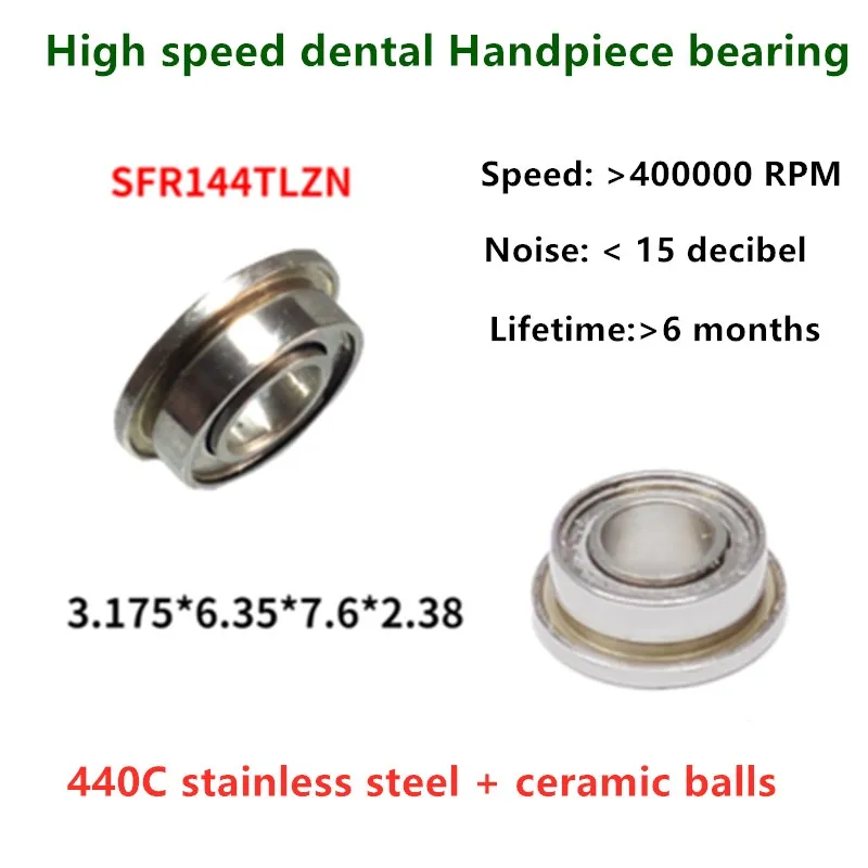 

10pcs high speed WH Dental Handpiece flange bearing SFR144TLZN 3.175*6.35*7.6*2.38mm SFR144 stainless steel hybrid ceramic balls