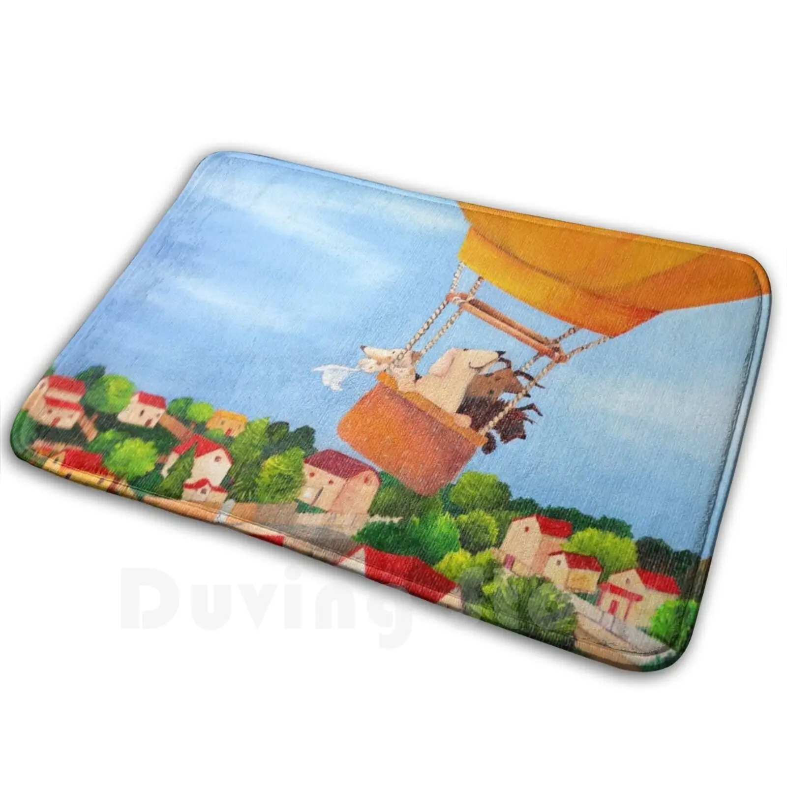 Leaving Home Mat Rug Carpet Anti-Slip Floor Mats Bedroom Anniewhite Annie White Leaving Home Balloon Hot Air Balloon Yellow Dogs