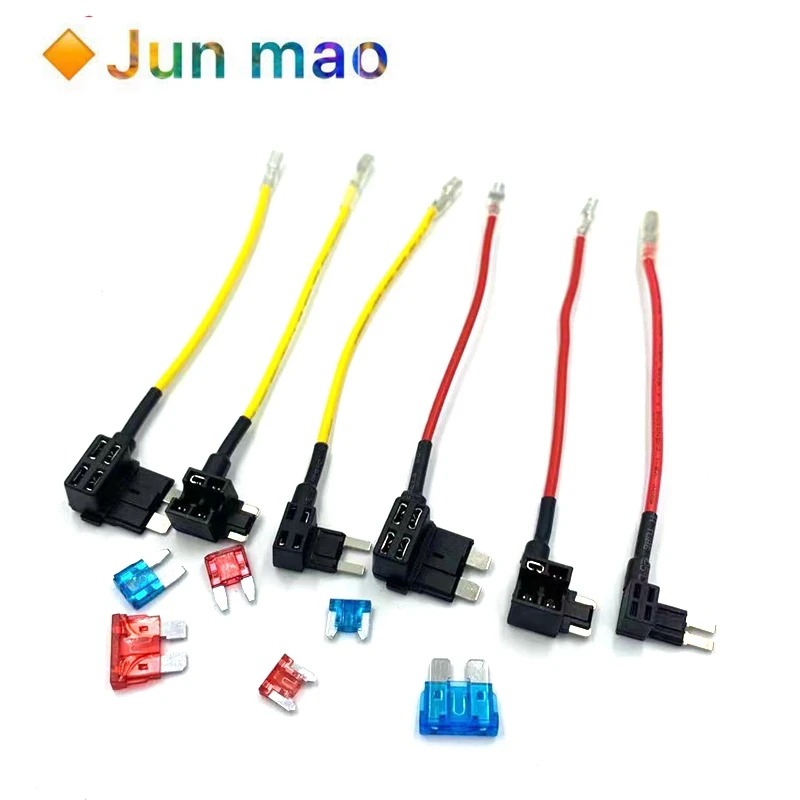 12V MINI SMALL MEDIUM Size Car Fuse Holder Add-a-circuit TAP Adapter with 10A Micro Mini Standard ATM Blade Fuse