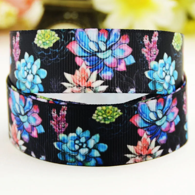 22mm 25mm 38mm 75mm Ruban satin Cactus Flowers Cartoon Character printed Grosgrain Ribbon party decoration 10 Yards