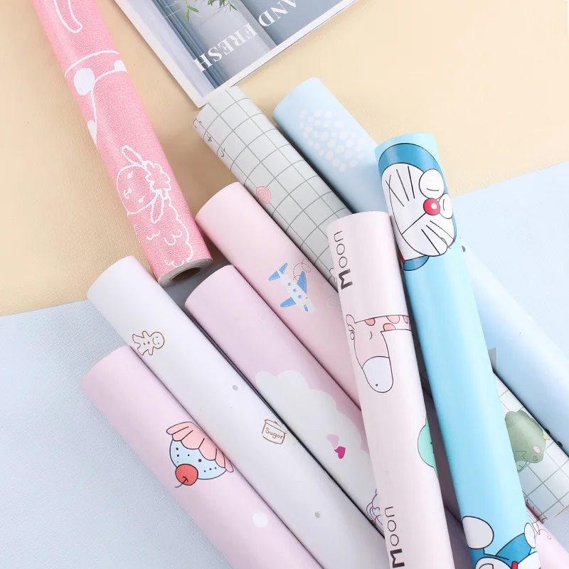 Cartoon Self-Adhesive Wallpaper Dormitory Children's Room Stickers PVC Thickened Waterproof Girl Bedroom Cute Warm Wallpaper