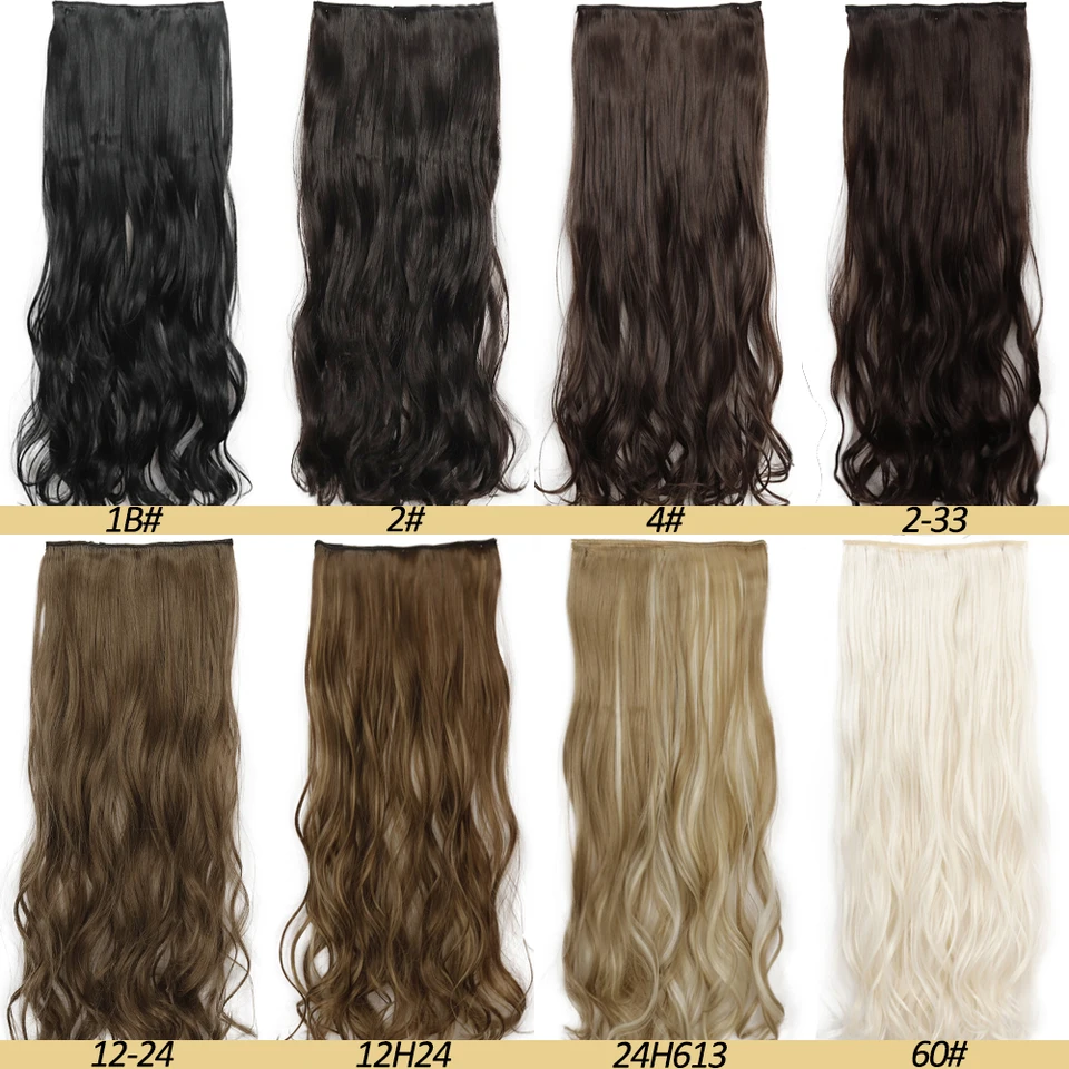 Extensiones de cabello sintéticas NICESY con 5 clips, largas y onduladas, 22 y 32 pulgadas, resistentes al calor 5