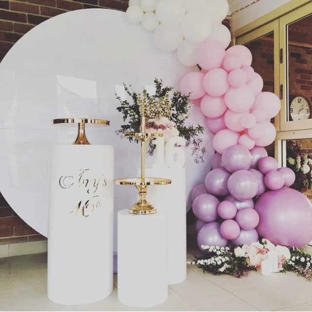 

3pcs/set)Party decoration baby shower event petestal stand white round mental backdrop plinth stand yudao1186