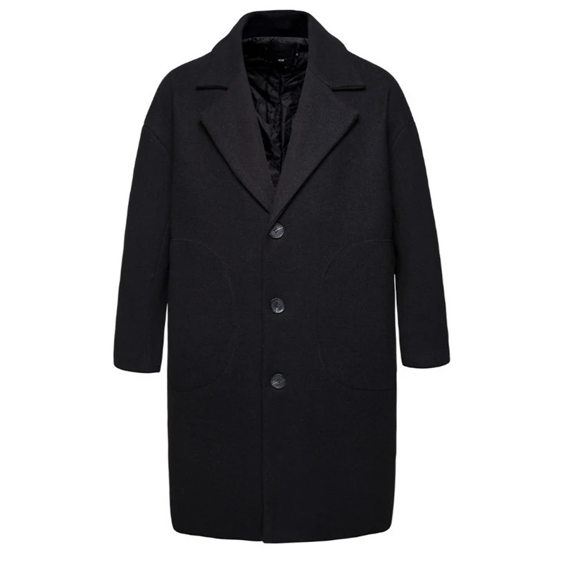 

Autumn Winter Wool Blends Jacket Men Single Breasted Overcoat Loose Long Trench Coat Men Casual Woolen Coat New arrivals