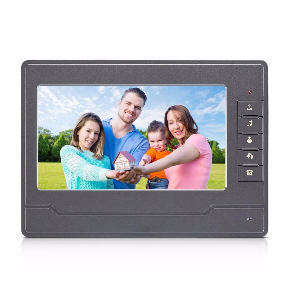 Monitor de 7 polegadas, sistema de interfone com vídeo para a porta, interfone com câmera 1-ir, 1-tela lcd