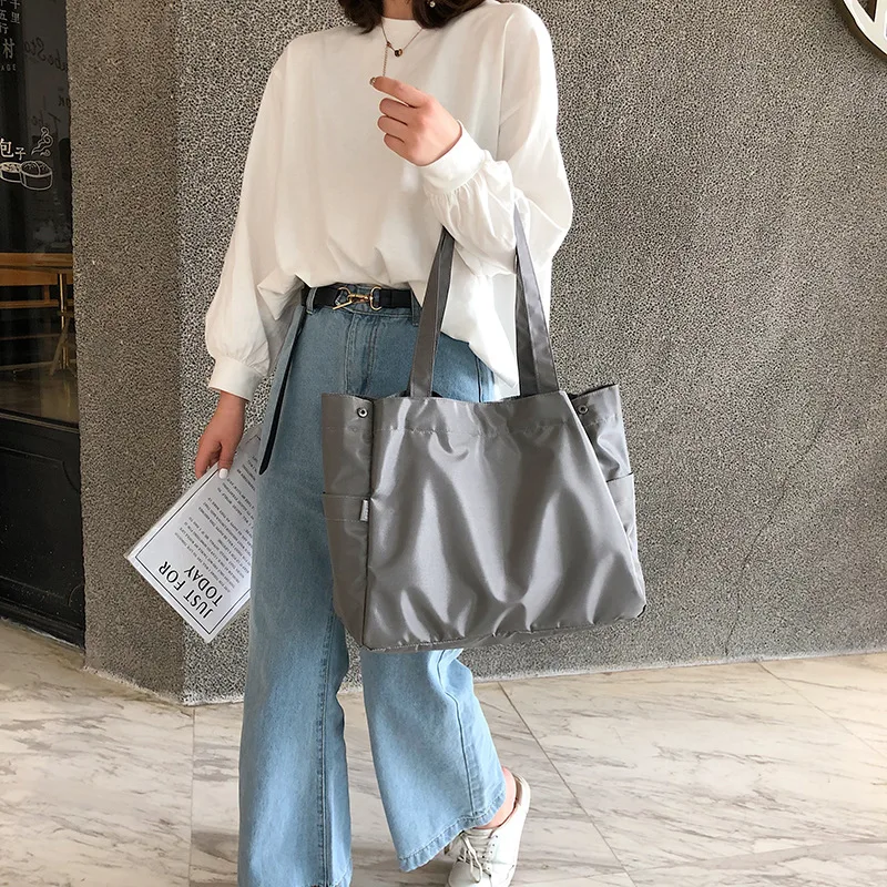 Women Oxford Cloth Tote Bag New Korean Version of Simple and Stylish Large-capacity Buckle Shoulder Bag Wild Fashion Handbags