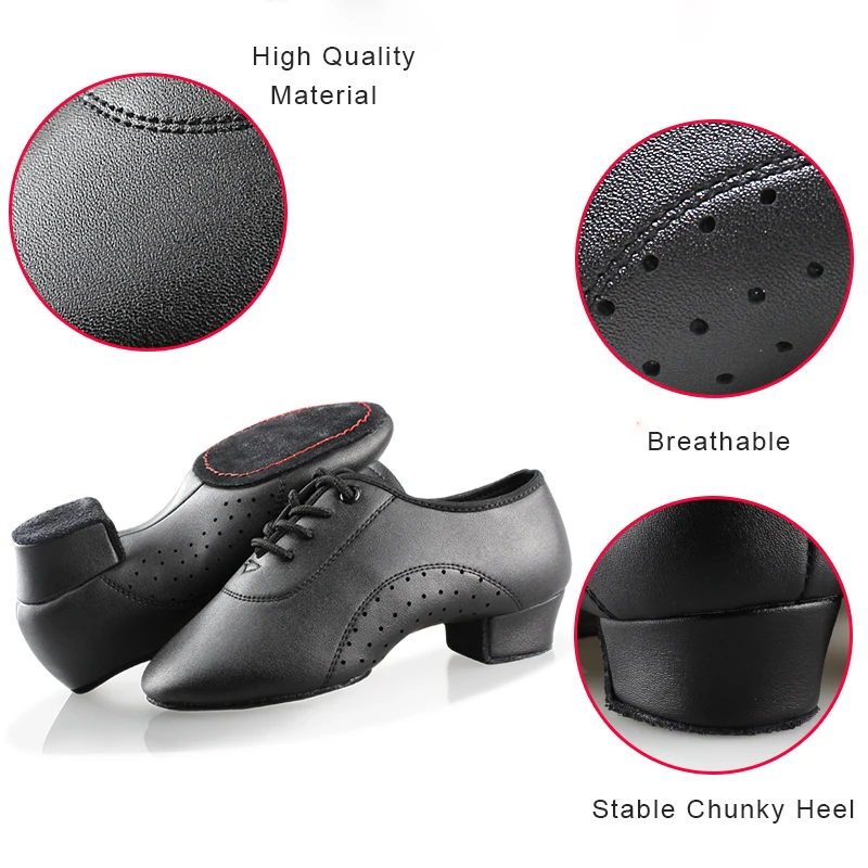 Men Latin Dance Shoes Boys Black Low Heels Ballroom Dancing Shoes Tango Salsa Rumba Modern Jazz Shoes