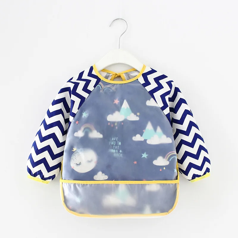 

1PC Baby Waterproof Bibs Cute Animals Cotton Long Sleeve Bibs Apron Infant Feeding Bib Pocket Child Kids Burp Cloth Bib 0-4Y