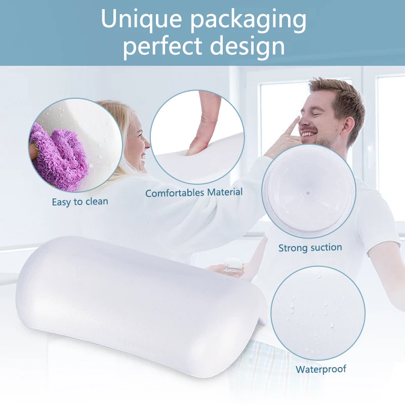 Konco Bathtub Pillow Non-slip Bathtub Headrest Soft Waterproof Bath Pillows with Suction Cups Bathroom Accessories