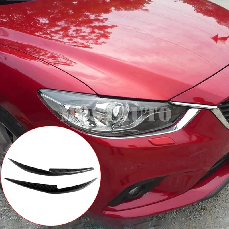 

For Mazda 6 Mazda6 Real Carbon Fiber Exterior Headlight Cover Eyelid Eyebrow Trim 2014-2017 2pcs Car Accessories