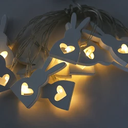 10LED Wooden Easter Rabbit Strip Lights Garland Bunny Fairy Light Easter Party Supplies Happy Easter Home Decorations kids Gifts