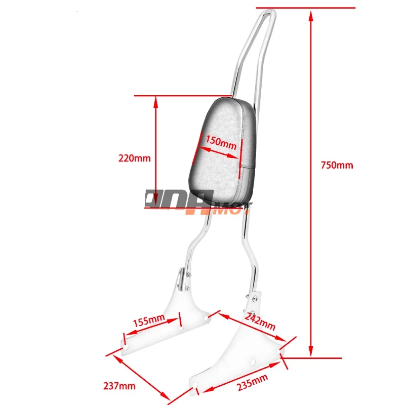Oparcie Sissy Bar dla Harley Davidson Heritage Softail Springer FatBoy Blackline Breakout 00-17 Czarny / Chrom Srebrny — zdjęcie 5