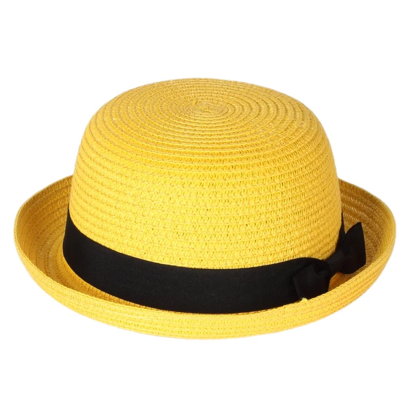 

Hot Sale Bowknot Tapes Straw Hat Round Brim Panama Paper Fashion Style Summer Beach Ladies Women Top Hat Spring Summer Autumn 56