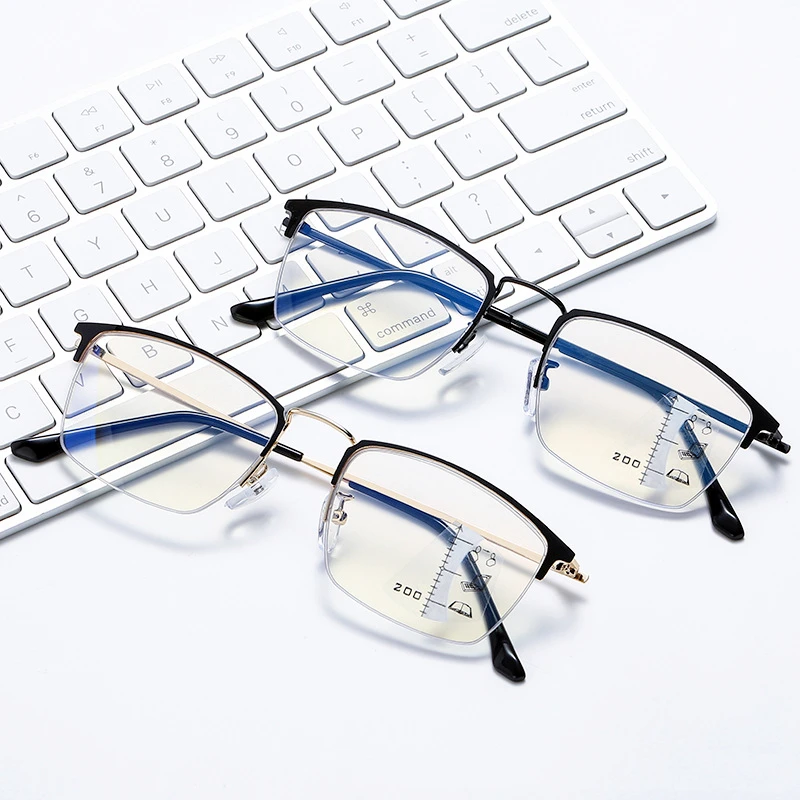 CLLOIO, gafas de lectura fotocromáticas de aleación de titanio, gafas multifocales progresivas para hombres y mujeres, gafas para hipermetropía antiluz azul