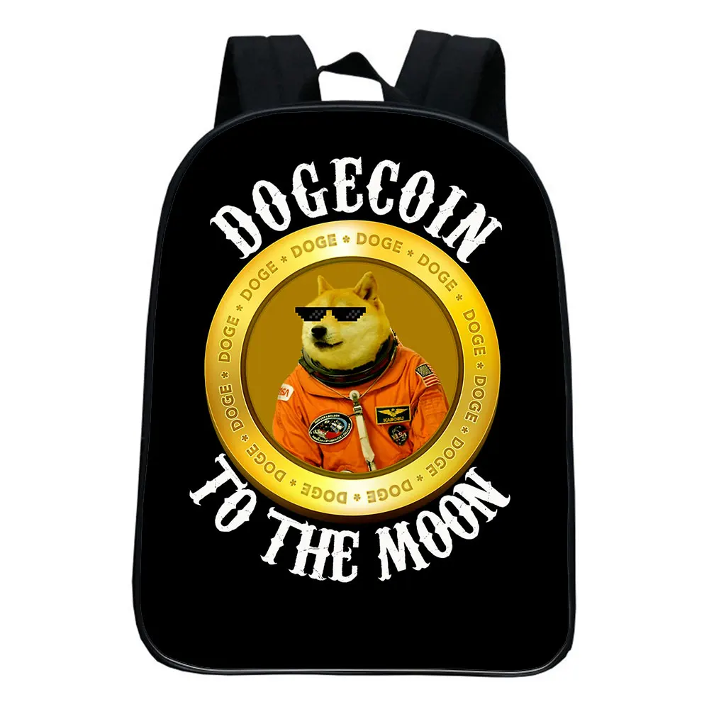 Dogecoin-mochila escolar unisex, morral escolar de dibujos animados para chico, mochila de viaje para guardería