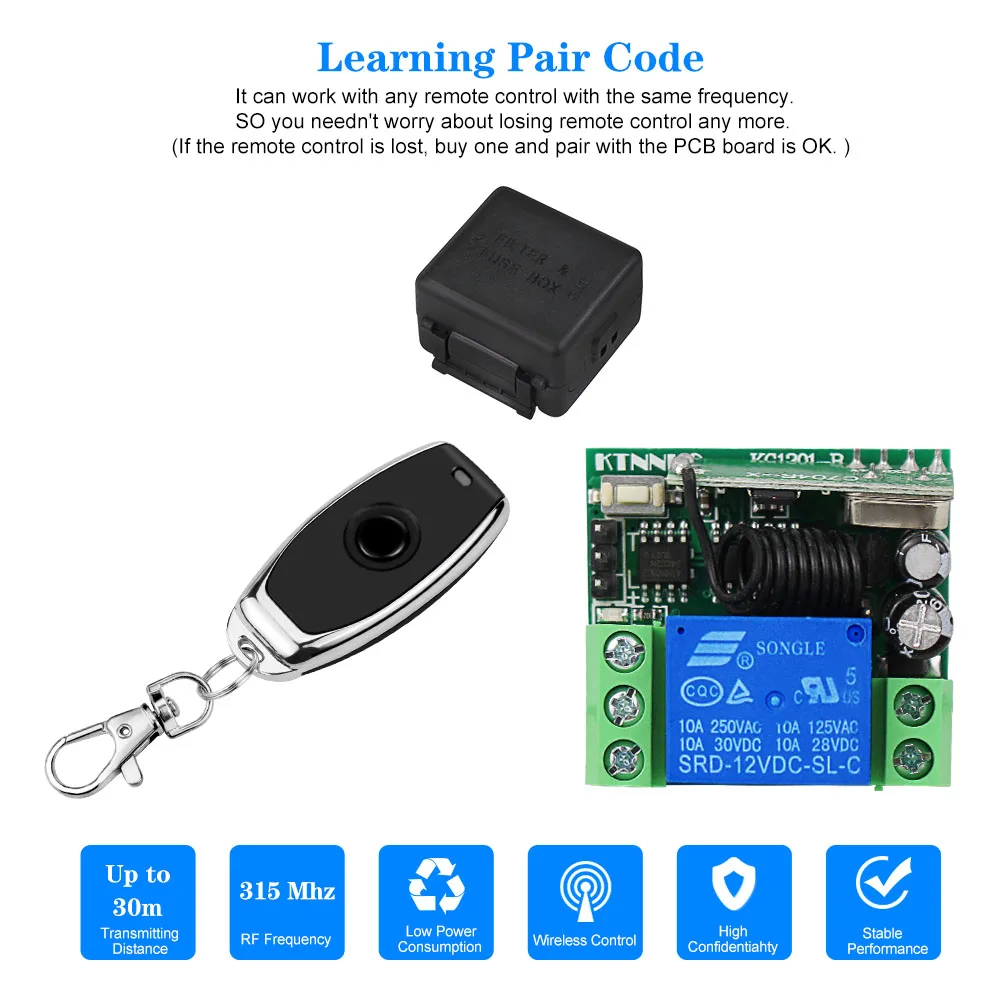 315MHz DC12V 1CH Wireless Remote Control Switch Remote Control Board Module Transmitter for Door Access Control System