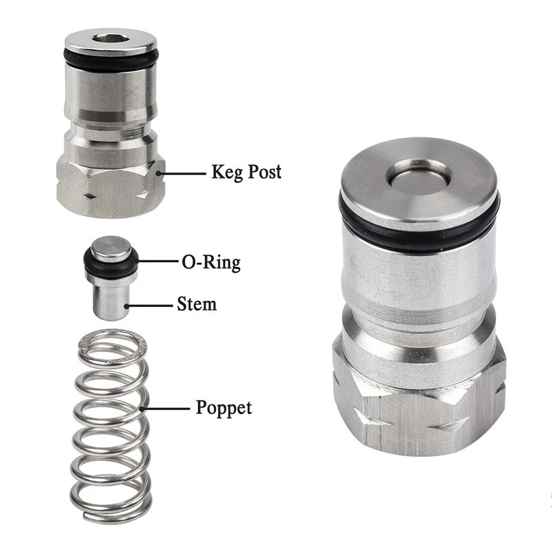 Ball Lock Post Cornelius Type Ball Lock Keg Post, Stainless Steel Poppets and Springs Gas Liquid Post with Thread 19/32\